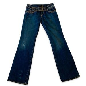 Y2K Just Cavalli Denim Low Rise Jeans Flare Double Buckle Tall Long Jeans 42